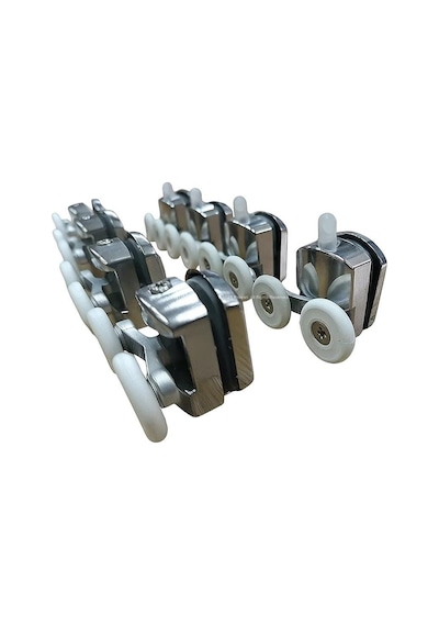 Proalet Duşakabin Tekeri, Krom 8 Li Takım, 24 Mm Çap, Alt Üst Takım, Cam, Kabin Tekerleği, Dayanıklı Yedek Parça Gri Beyaz