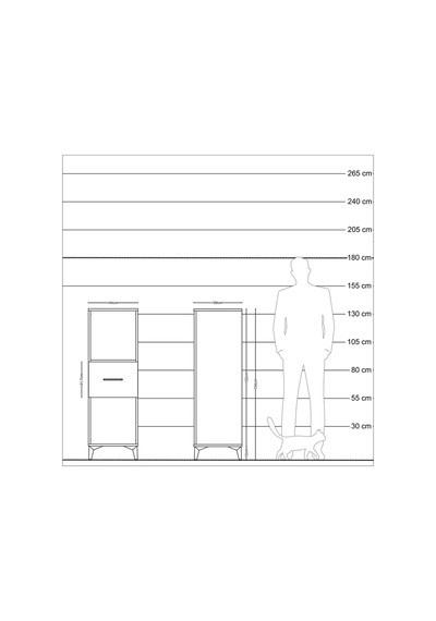Kronos Dolap Tek Raflı Tek Çekmeceli 44x59x134 Çam-antrasit Çam