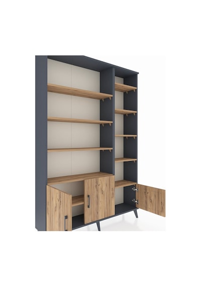 Arges Dolap 10 Raflı 3 Kapaklı 132x30x195 Antrasit-çam/çam Atlas Çam/atlas Çam