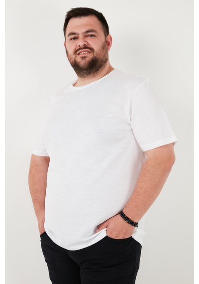 Buratti Pamuklu Regular Fit Büyük Beden Erkek T Shirt 59020001B Beyaz