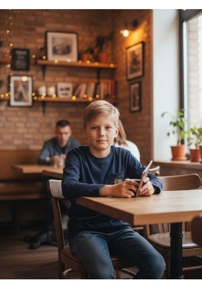 Zekids Erkek Çocuk Pamuklu Baskılı İnce Uzun Kollu T-shirt-16401 Lacivert
