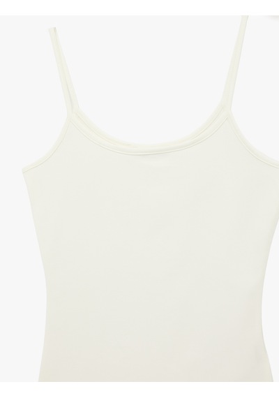 Koton U Yaka Kolsuz Slim Fit Basic Atlet Ekru 6sal30058ık Ekru