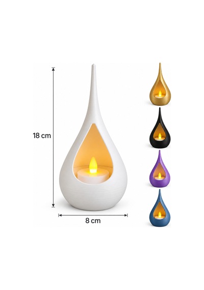 2 Li Dekoratif Mumluk Seti Modern Teardrop Tasarım, 2 Adet Led Mum Hediyeli, Şık Ev Dekorasyonu - Pembe Açık 66982815