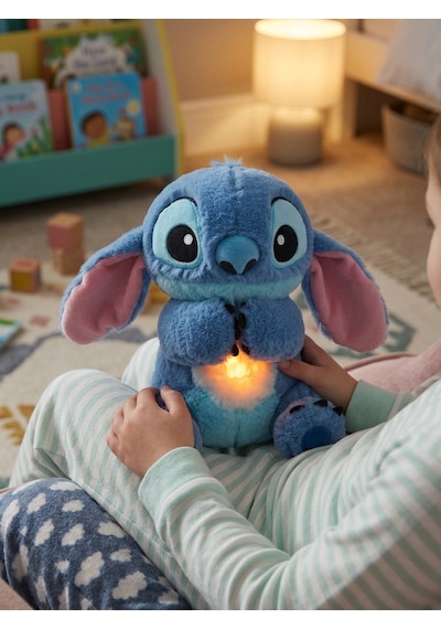 Stitch Işıklı Sesli Uyku Arkadaşı Peluş Oyuncak 21 Cm - Gece Lambalı Peluş Oyuncak Lacivert