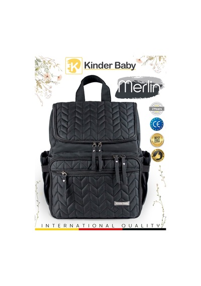 Kinder Baby Merlin Termal Anne Bebek Bakım Çantası Siyah