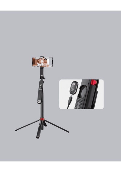 Çift Yaka Mikrofonu Ve Tripodlu Selfie Çubuğu Seti Vlog Canlı Yayın Standart