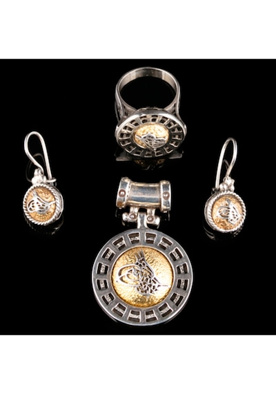 Özel Tasarım El Yapımı Tuğralı Takım Rose Gold - Gümüş