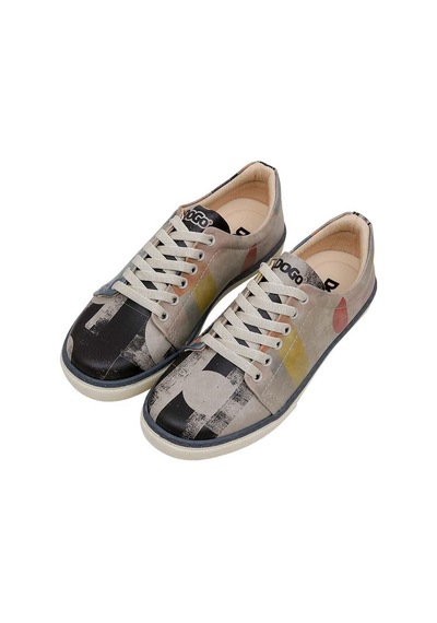 Kadın Vegan Deri Çok Renkli Sneakers - Geometric Shapes Tasarım