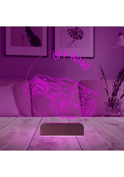 Luvivia Off Road Arazi Aracı Jeep Tasarım Kişiye Özel 3d Lamba - Masa Gece Lambası V2 Şeffaf