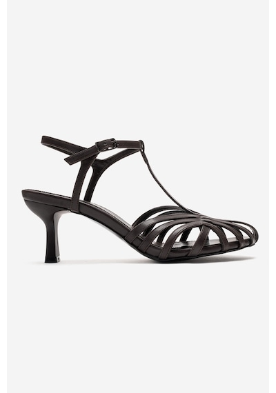 Luvishoes Luvi Shoes Felip Kahve Cilt Bantlı Kadın Kısa Topuklu Ayakkabı Kahve Rengi Kahverengi