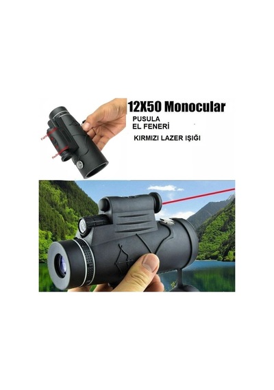 100x80 Zoom Lazer Işıklı El Fenerli Hd Teleskop Dürbün Siyah