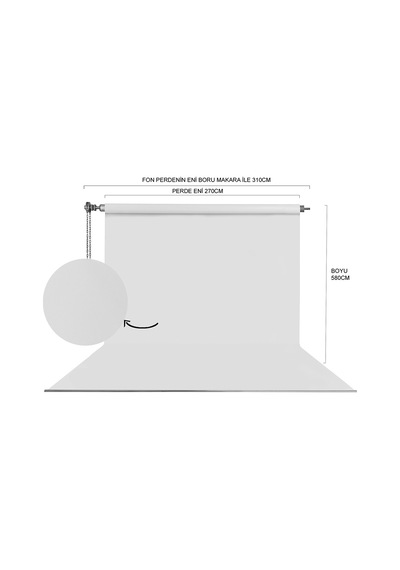Hs Stüdyo Teknik 270x580cm Beyaz Fon Perde Seti