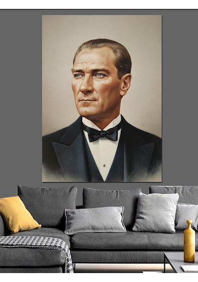 Takım Elbiseli Atatürk Portresi Dekoratif Kanvas - Mdf Ahşap Tablo