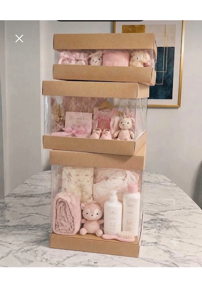 Asetat Gelin&damat Çeyiz Bohça Kutusu Kraft 3'lü Set 1 Takım Şeffaf Katlanabilir Demonte Söz Nişan Hediyelik Ölçüler Büyükboy:33 33 40cm Orta Boy: 33 33 25cm Küçük Boy: 33 33 15cm