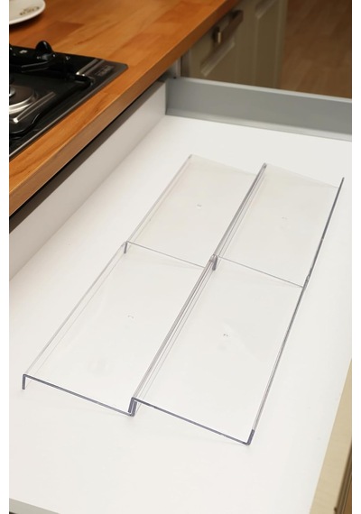4 Adet Çekmece Içi Baharatlık Düzenleyici Stant 30,5 Cm X 13cm Kavanozlar Hariçtir Z305 Şeffa