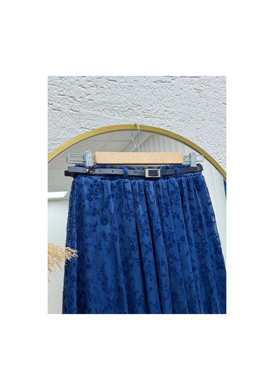Unika Boutique Ülkü Astarlı Kemerli Organize Etek-ek752.1 Kahve Lacivert
