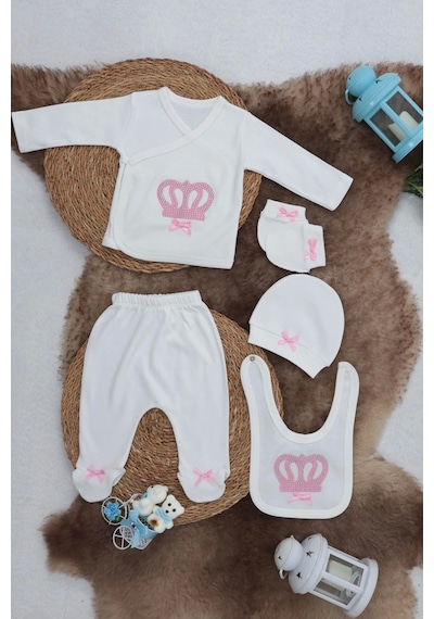 Sema Baby 5 Parça Hastane Çıkışı Zıbın Seti 0-3 Ay - Princess Çok Renkli