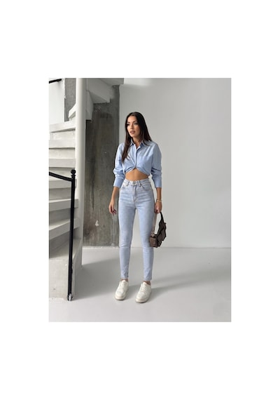 Bluemarlin Buz Kar Yüksek Bel Power Dar Paça Denim Pantolon Buz Kar