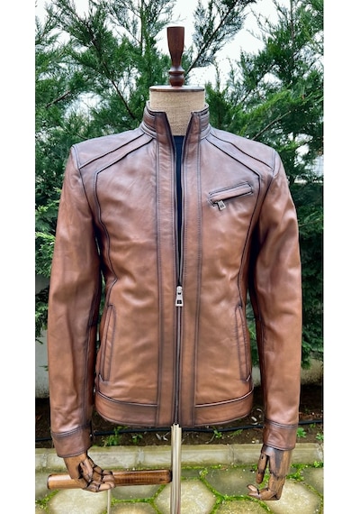 Always Leather Usta İşi Özel Dikim Hakiki Deri Ceket 1803340009 Kahverengi