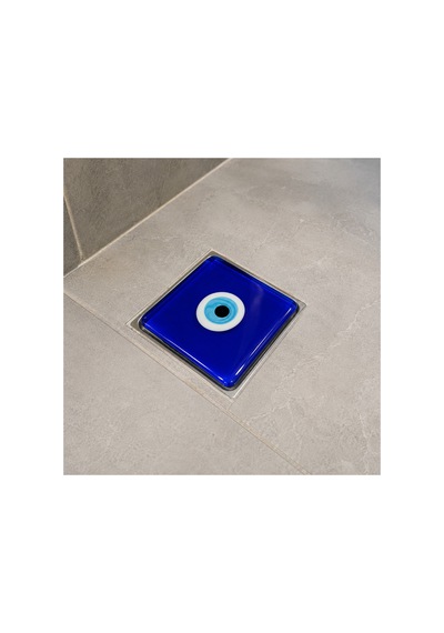 El Yapımı Nazar Boncuklu Cam Banyo Gider Kapağı 10x10 Cm Dekoratif Gider Süzgeci