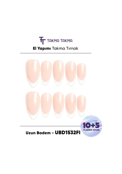 15'li Ten Rengi Uzun Badem Ubd1532fı Tekrar Kullanılabilir El Yapımı Protez Takma Tırnak L