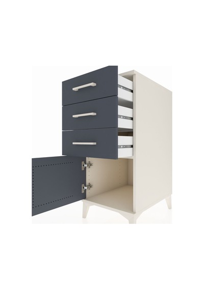 Kronos Komodin 3 Çekmeceli Tek Kapaklı 44x59x96 Aytaşı-antrasit Aytaşı
