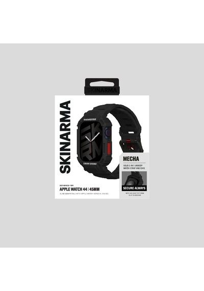 Watch 44 Mm Uyumlu 2in1 Tpu Kasa Koruyuculu Silikon Kordon Skinarma Mecha Siyah