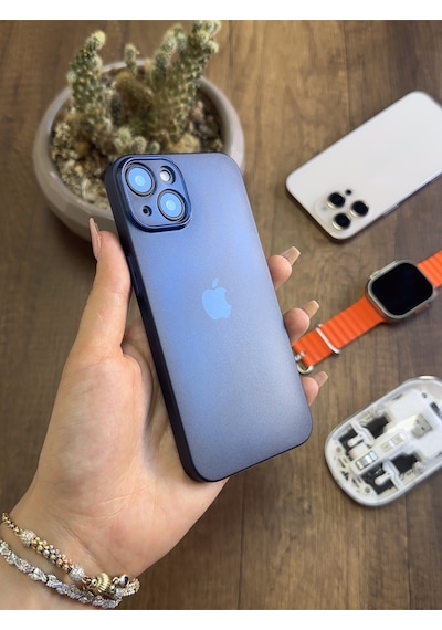 Apple iPhone 13 Uyumlu Süper İnce Mat Ultra Thin Silikon Kılıf Lacivert