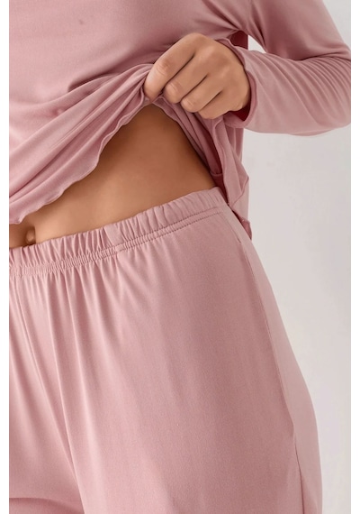 Hiccup Yumuşak Dokulu Rahat Kesim Uzun Kollu Pijama Takımı Toz Pembe