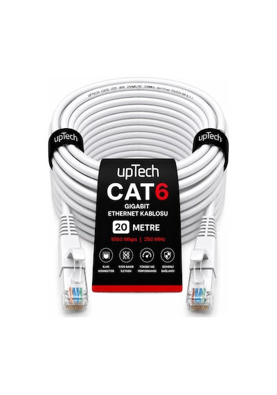 Uptech Cat6 Ethernet Kablosu 20 Metre Rj45 Lan İnternet Modem Router Bilgisayar Kablosu