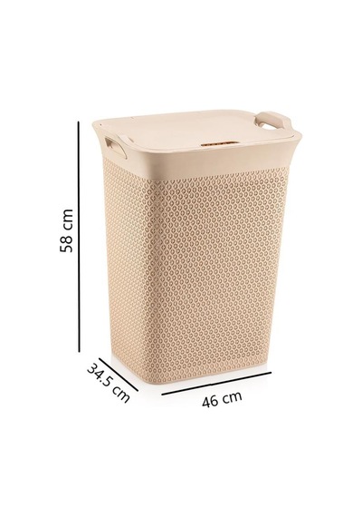 Omnipazar Sy-4630 Plastik Safir Kirli Çamaşır Sepeti 55 Lt Bej