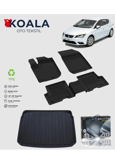 Seat Leon 2013-2020 Uyumlu Sahler Paspas + Bagaj Havuz Seti