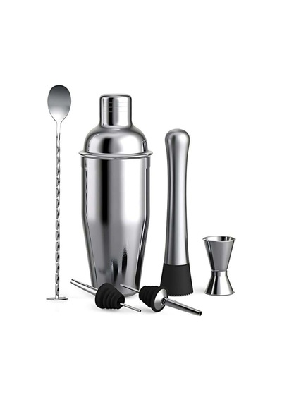 6 Parça Kokteyl Seti 750 Ml lı Paket, Paslanmaz Çelik Shaker