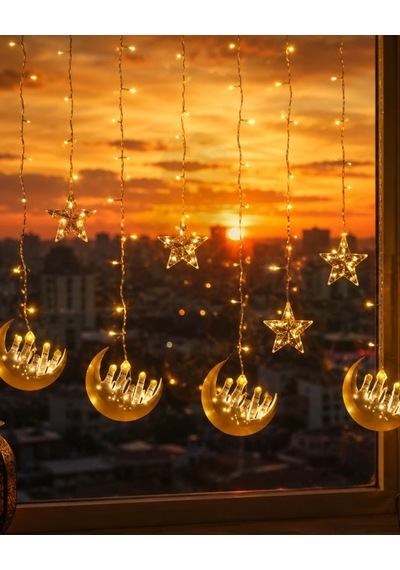 Ramazan Temalı Led Işık Hilal Ve Yıldız Figürlü Dekor Lambası