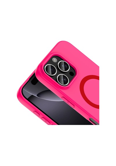 Apple iPhone Uyumlu 16 Pro Max Kılıf M-safe Şarj Özellikli Zore Aris Silikon Kapak - Koyu Pembe