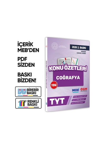 2026 YKS-TYT Mebi-ogm Coğrafya Pratik Konu Özet Kitabı Renkli A4 Boyut Görsel Destekli Baskı Ücreti