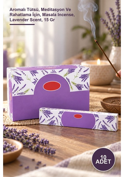 10 Adet Lavanta Masala Tütsü Aromalı Tütsü, Meditasyon Ve Rahatlama İçin, Masala Incense, Lavender Scent, 15 Gr