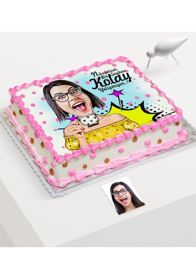 Kişiye Özel Bayan Karikatür Baskılı Yaş Pasta Için Yenilebilir Şe (367084050)