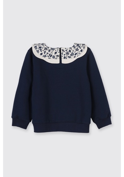 Panço Kız Bebek Yaka Detaylı Lacivert Sweatshirt