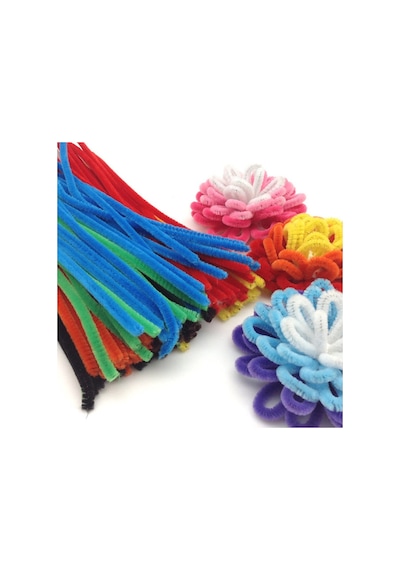 25 Adet. Şönil. Tüylü Tel. Eğitici Şönil Seti. 30 Cm. Renkli Tel.