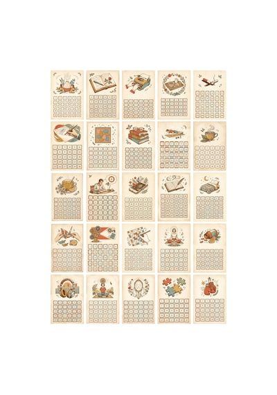 Vintage 30 Günlük Alışkanlık Takip Habit Tracker Sticker Seti - 175 Adet Çıkartma - A4 Parlak Kuşe Çok Renkli