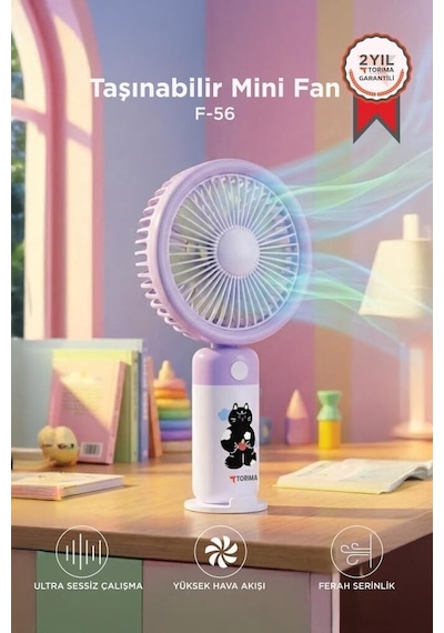 Özel Üretim Şarjlı El Vantilatörü F56 Mor Günlük Kullanım Mini Vantilatör Taşınabilir Fan