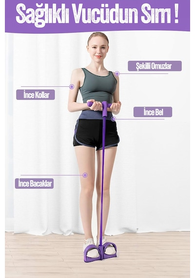 Body Trimmer Mekik Kürek Çekme Bel İnceltme Aleti Evde Spor Lastikli Egzersiz Lastiği Mor