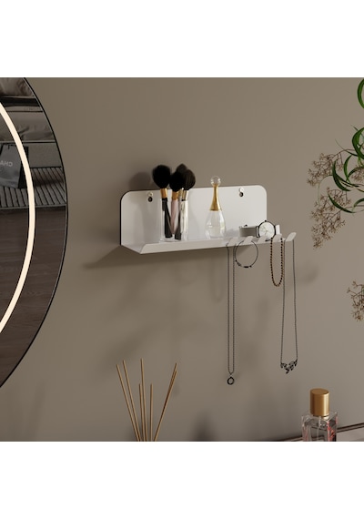 Anahtarlık Modern Metal Antre Ve Takı Düzenleyici Duvar Rafı Beyaz