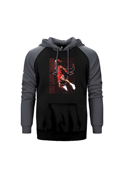 Chicago The Last Dance Gri Renk Reglan Kol Kapşonlu Sweatshirt Gri