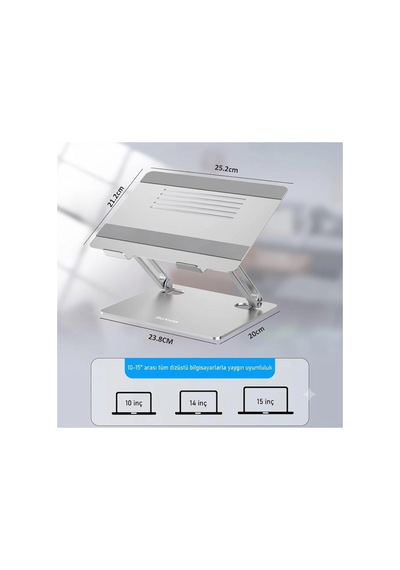 Full Alüminyum Ayarlanabilir Ergonomik Laptop Standı 10-17 İnç