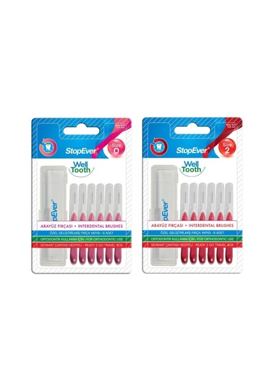 Stopever Arayüz Fırçası Pembe Size O 0.40 Mm Ve Arayüz Fırçası Kırmız Size 2 0.50 Mm