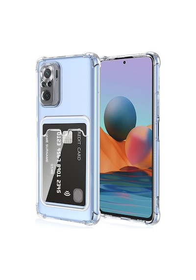 Fibaks Redmi Note 10/10s Uyumlu Kılıf Kamera Ve Köşe Korumalı Arkası Kartlıklı Cüzdanlı Darbe Emici Kapak