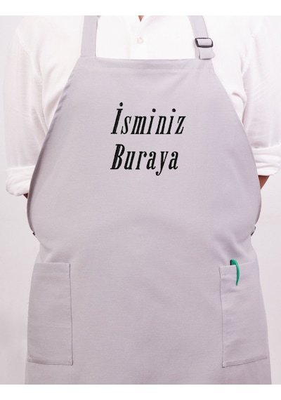 Mutfak Önlüğü Kişiye Ve İsme Özel Nakışlı Mutfak Önlüğü Sade Farklı Renkler Gri