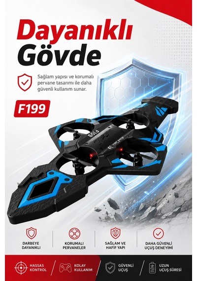 Katlanabilir Tasarımlı Uzaktan Kumandalı Drone 360 Derece Dönüş Ve Işıklı Uçuş Özellikli